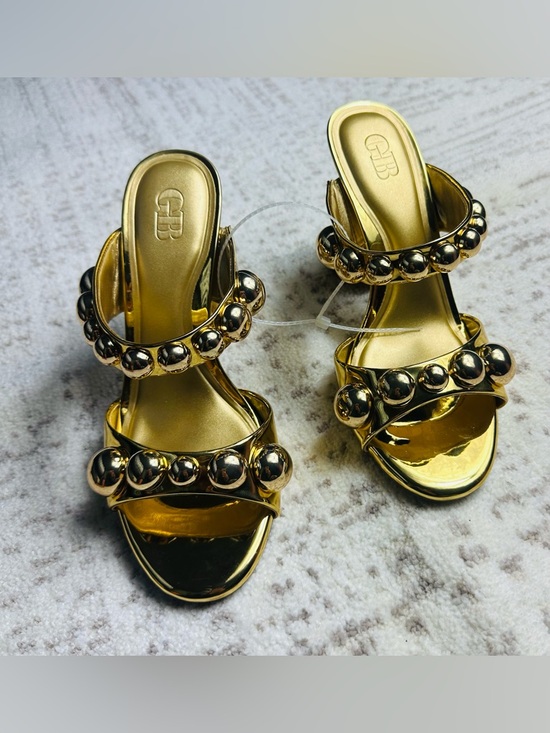 Gianni Bini Shoes - Gianni Bini Metallic Gold Beaded Double-Strap Heels